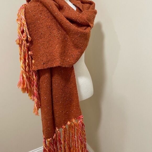 New Anthropologie Scarf/Wrap  Bronze/Orange Fringed Super Soft NWOT. - Picture 13 of 14